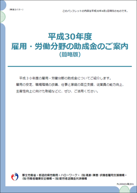 平成30年度　雇用・労働分野の助成金（簡略版）