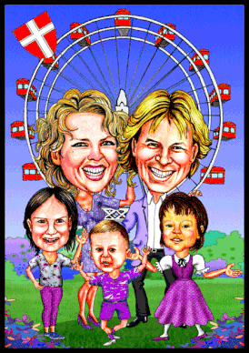 Eine Familie vor dem Wiener Riesenrad im Wiener Prater.