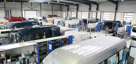 View into the new vehicle conversion workshop