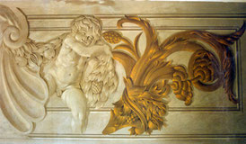 Palazzo Corsini: particolari della ricostruzione pittorica su tela mesticata