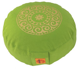 Meditationskissen rund h 10 cm apfelgrün mandala