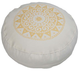 Meditationskissen rund h 10 cm weiß mandala