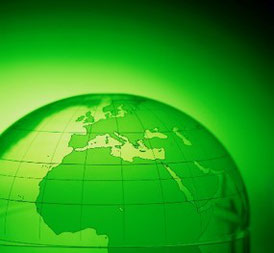 Green globe with green background