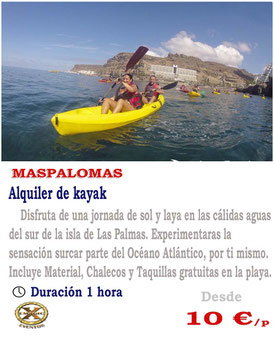 alquiler de kayak en Las palmas