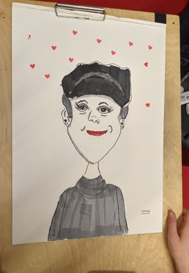 Karikatur, die eine 10 jährige, nach vorherigen Zeichentipps, von mir gezeichnet hat. ;-)