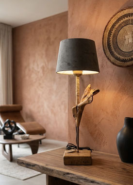 Lampe artisanale en bois d'olivier