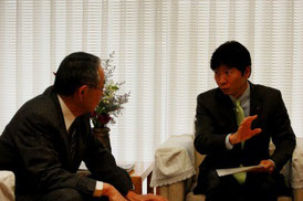 県との連携について懇談する伊原木知事と当会理事長高橋