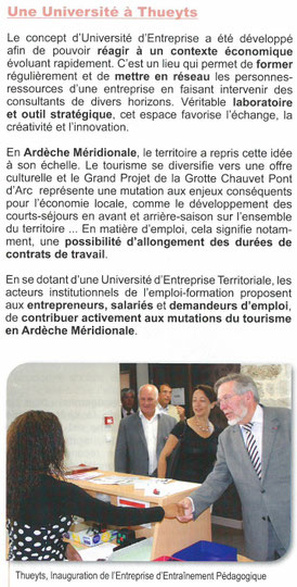 Article paru dans le Journal de la Députée d'Ardèche