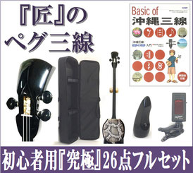 ペグ三線 人工皮 初心者セットの画像