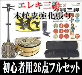 エレキ三線 本蛇皮強化張り 初心者セット 音量ノブの画像