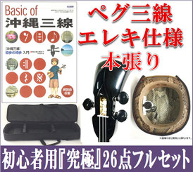 ペグ・エレキ三線 本張り 初心者セットの画像