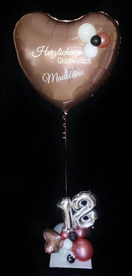 Geburtstagszahl Helium Luftballon Ballon Folienballon Zahl elegant edel runder Geburtstag Geschenk 18 Happy Birthday Herzlichen Glückwunsch organic style Herz Riesenherz Überraschung Versand