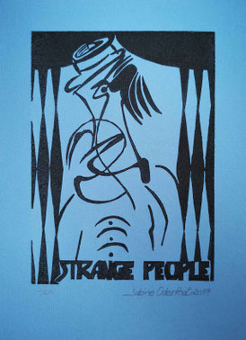 kunst, art, grafik, graphic, linolschnitt, holzschnitt, schwarze kunst, woodcut, linolcut, original, druck, print, linolprint, woodprint, linoldruck, holzdruck, papier, strange, people, strange people, komische leute, crazy, verrückt, 