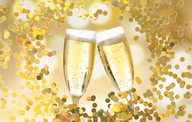 Content für Silvester zwei anstoßende Sektgläser