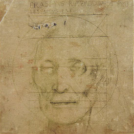 (Bild 17/1) Hans Baldung gen. Grien, Bildnis des toten Erasmus von Rotterdam, 11./12. Juli 1536, 14 x 14,2 cm, Silberstift auf grundiertem Papier, Inv.Nr. U.I.56, Kupferstichkabinett, Amerbach-Kabinett / Kunstmuseum Basel
