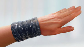 elegante schicke Armbandtasche schwarz Glitzer silber Damen 9,5cm