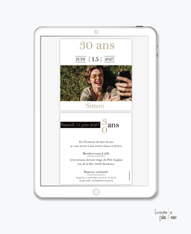Invitation anniversaire femme numérique-Invitation électronique-Invitation digitale-imprimable-pdf numérique-Invitation connecté-Invitation anniversaire à envoyer par mms-par mail-réseaux sociaux-whatsapp-facebook-photo-noir et blanc