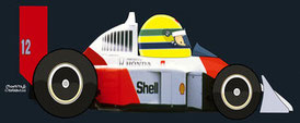 Ayrton Senna by Muneta & Cerracín - McLaren MP4/4 - Honda V6