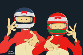 doblete de la Scuderia de la paraja formada por el piloto germano Michael Schumacher y el irlandés Eddie Irvine by Muneta & Cerracín