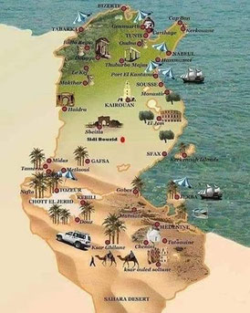 Mapa de Túnez