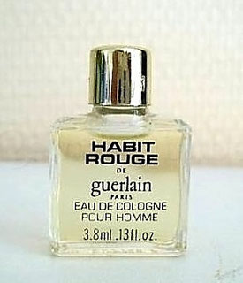HABIT ROUGE - EAU DE COLOGNE POUR HOMME 3,8 ML - MINIATURE ANCIENNE, VARIANTE DANS LA SERIGRAPHIE