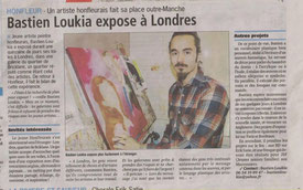 Article de presse et interview de Bastien Loukia sur l'exposition de ses œuvres à Londres (2012)