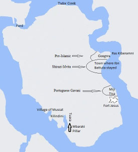 Figure 5: the old places mentioned in the text on a modern map.