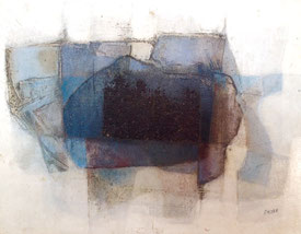Marcel Pistre. Peinture à l'huile, acrylique,sable sur panneau