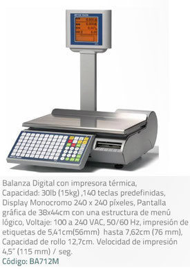 Balanza Digital con impresora térmica