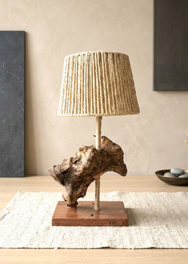 Lampe artisanale en bois d'olivier