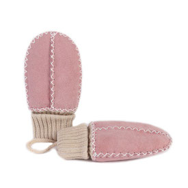 moufles bébé enfant en peau d'agneau naturelle intérieur lainé pour l'hiver couleur rose naissance à 18 mois
