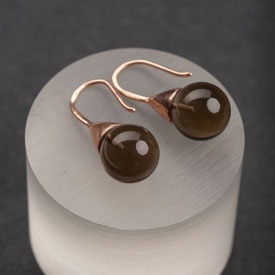 Ohrringe Rauchquarz Rosegold, Ohrhänger Rauchquarzkugeln, Silber, Ohrringe Rotgold, Vintage Schmuck, fairer Schmuck, nachhaltiger Schmuck, Unikatschmuck, Schmuck aus Deutschland, Geschenk Jahrestag, Geschenk Geburtstag Frau, mishmish Schmuck, shop local