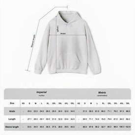 Größentabelle für Feuerwehrhoodie Hydraulikkünstler sandfarben, Unisexgrößen