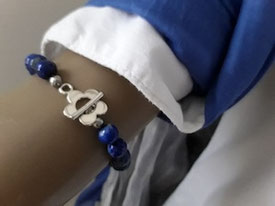 Lapislazuli Armband mit SilberblumeLapislazuli Armband mit Silberblume