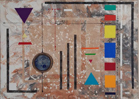 daluz composition géométrique abstraite aux formes colorées inspiration Kandinsky et Miró