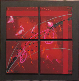 carré d'arcs. tableau. abstrait. abstraction