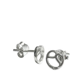  Edle Brezelform-Ohrringe, kleine Ohrstecker Brezel, silber, handmade Schmuck, ideal als Geschenk, Souvenir aus Stuttgart oder Accessoire für Trachtenmode.