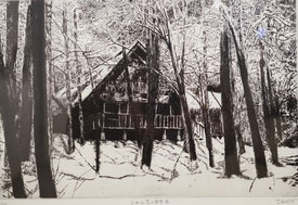 小田山荘の雪景色 （銅版画・F10）