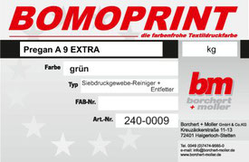 Siebdruckzubehör, Siebdruckchemie, Pregan A9 extra, Siebdruckgewebe-Reiniger + Entfetter