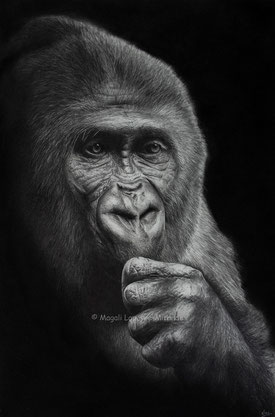 majesté pensive dans la lumière dessin original Magali Lapeyre-Mirande
