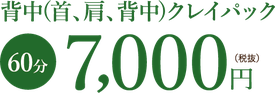 背中(首、肩、背中)クレイパック　60分7000円（税抜）