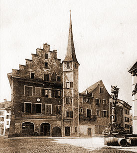 Historisches Bild der Alten Krone aus der Postkartensammlung der Stadtbibliothek Biel.