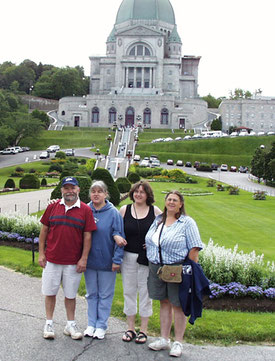 A group standing in front of St. Joseph's Oratory in Montreal