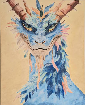 Amelies Lichtimpulse, Drachen, magische Anderswelten, Acryl auf Leinwand