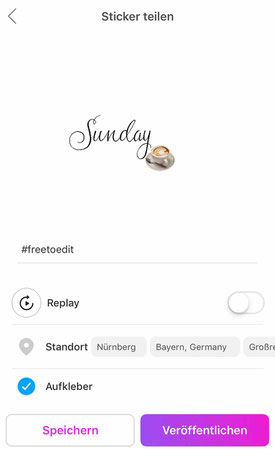 mit PicsArt Instagram Story Sticker speichern