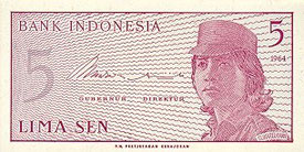 BILLETE INDONESIA - PICK - P91 - 5 SEN - 1.964 - SERIE AAG (SC/UNC) PLANCHA - 1,30€.