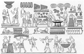 Scènes de fabrication du pain sur la tombe de Ramsès III.