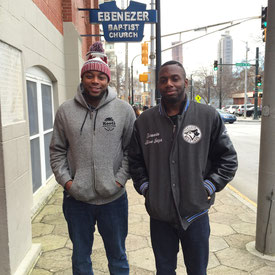 Two of our young adult leaders outside Dr. Martin Luther King's church in Atlanta