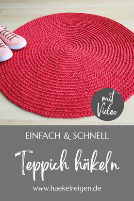 Runden Teppich mit halben Staebchen haekeln - einfach und schnell - mit Videotutorial
