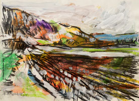 WINZERER HÄNGE, Kohle und Kreide auf Papier, 36 x 26 cm